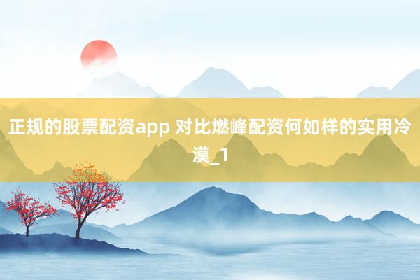 正规的股票配资app 对比燃峰配资何如样的实用冷漠_1