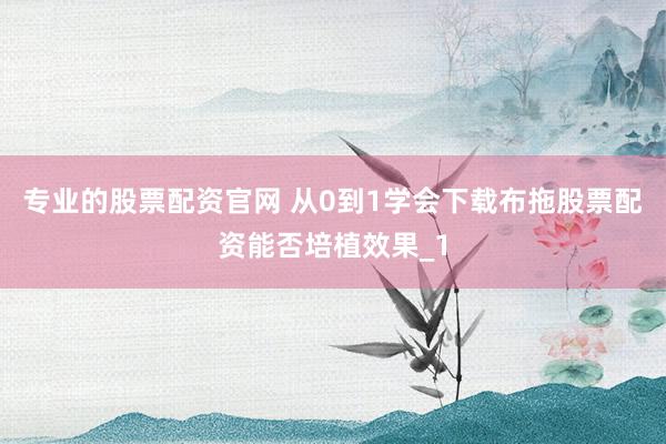 专业的股票配资官网 从0到1学会下载布拖股票配资能否培植效果_1