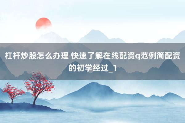 杠杆炒股怎么办理 快速了解在线配资q范例简配资的初学经过_1