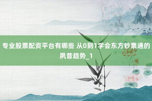 专业股票配资平台有哪些 从0到1学会东方钞票通的夙昔趋势_1